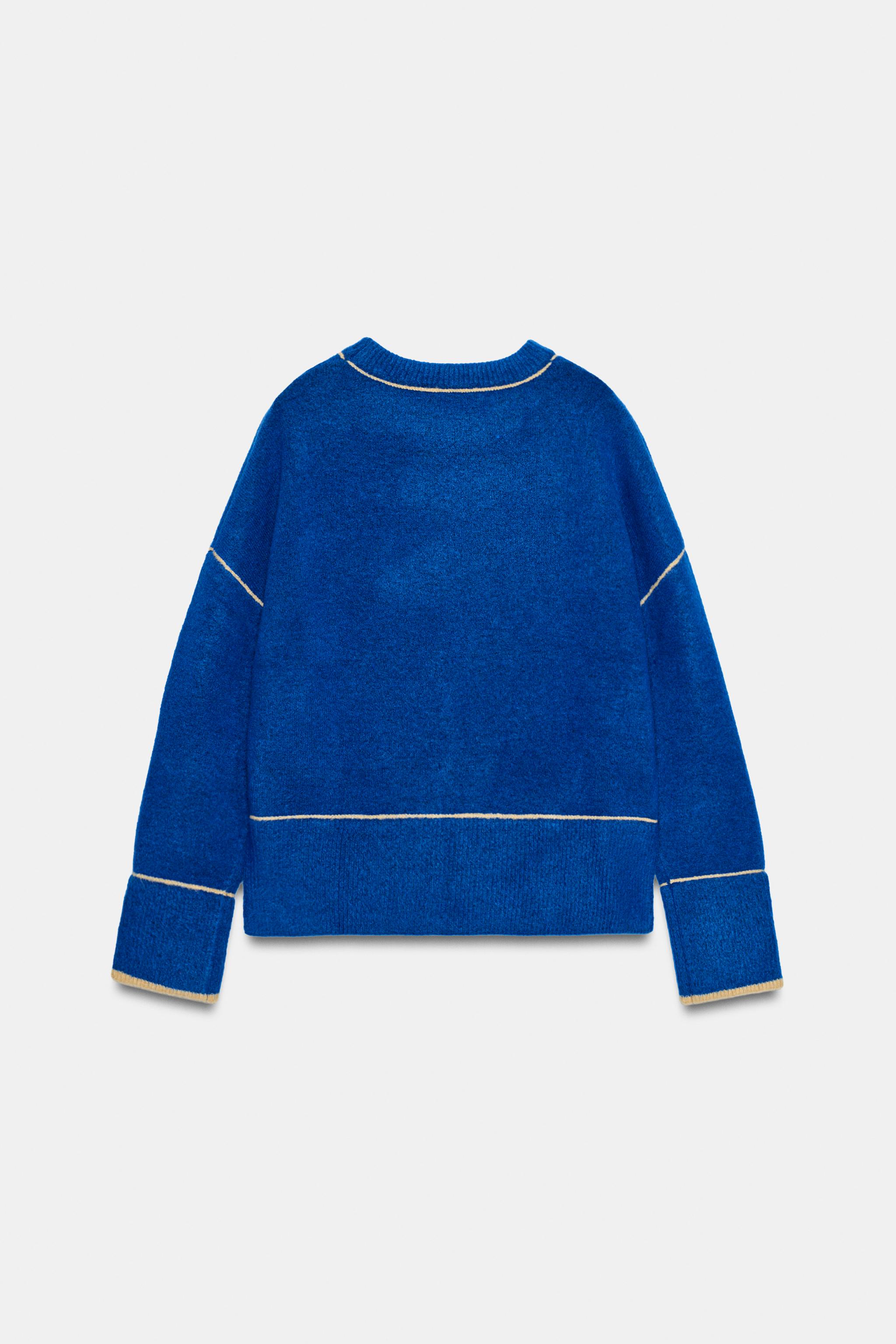 CONTRAST PIPING KNIT SWEATER