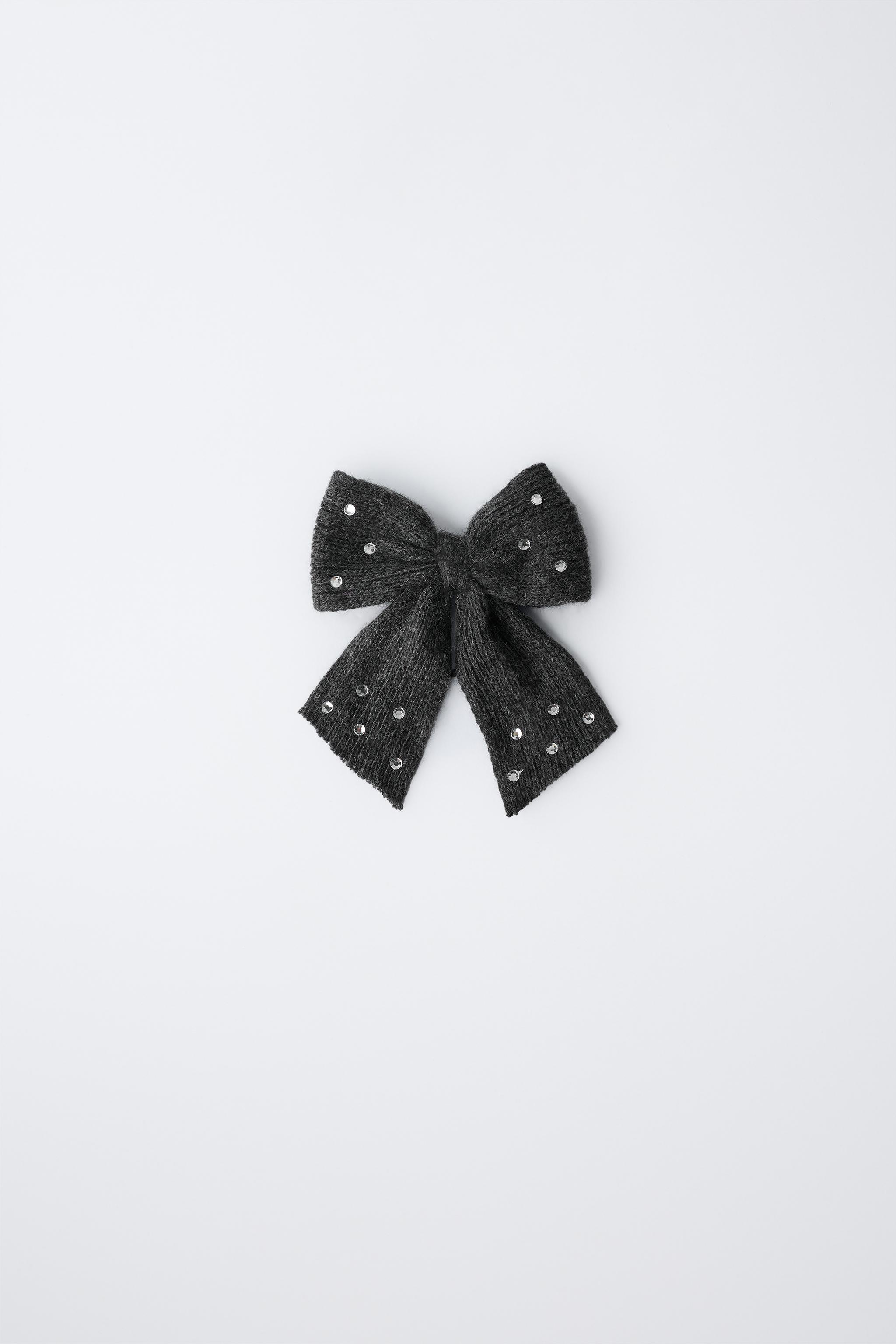 RHINESTONE KNIT BOW BARRETTE
