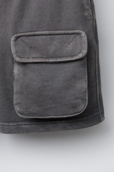 STRAIGHT PLUSH GARMENT-DYED BERMUDA SHORTS - Mid-grey by Zara - Image 3
