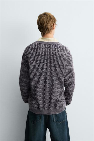 GEOMETRIC JACQUARD KNIT POLO SHIRT - Lilac by Zara - Image 2