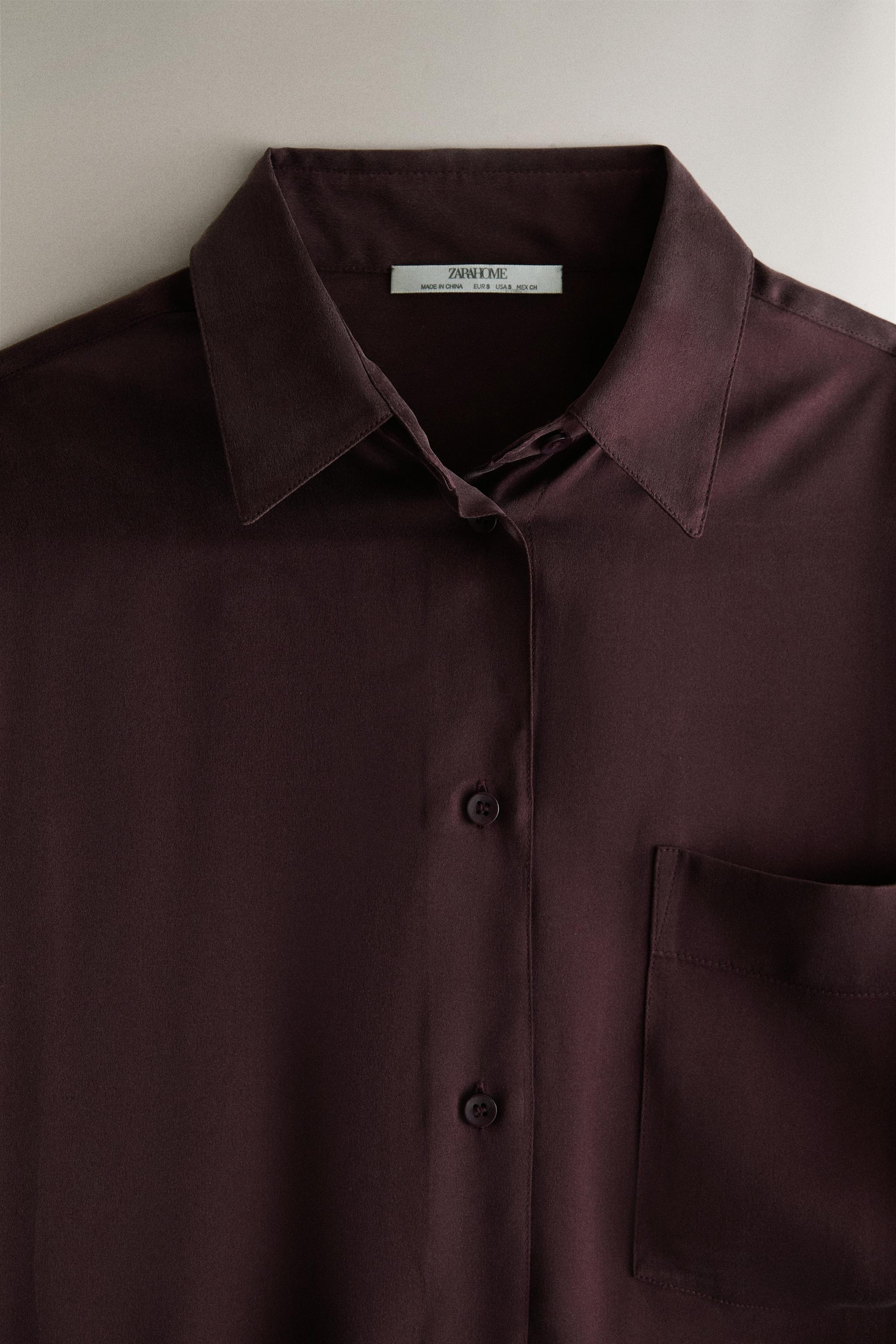 MULBERRY SILK SHIRT — Burgundy