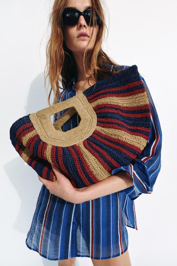 BOLSO ESTAMPADO EFECTO TRENZADO - Multicolor de Zara - Imagen 0