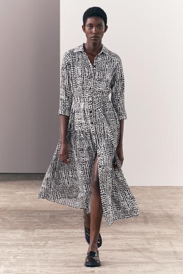 ДЛИННОЕ ПЛАТЬЕ С ПРИНТОМ — ZW COLLECTION — Черный / Белый от Zara — изображение 0
