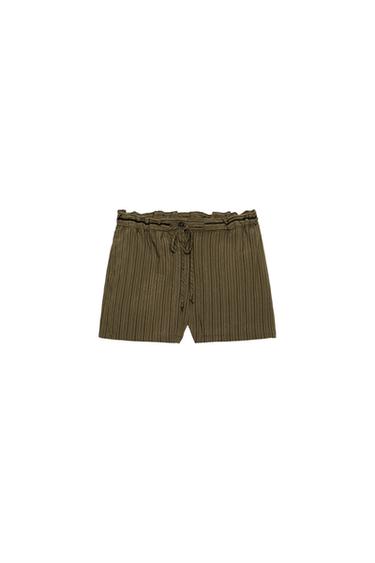 JACQUARD-STREIFEN-SHORTS ZW COLLECTION - Braunblau von Zara