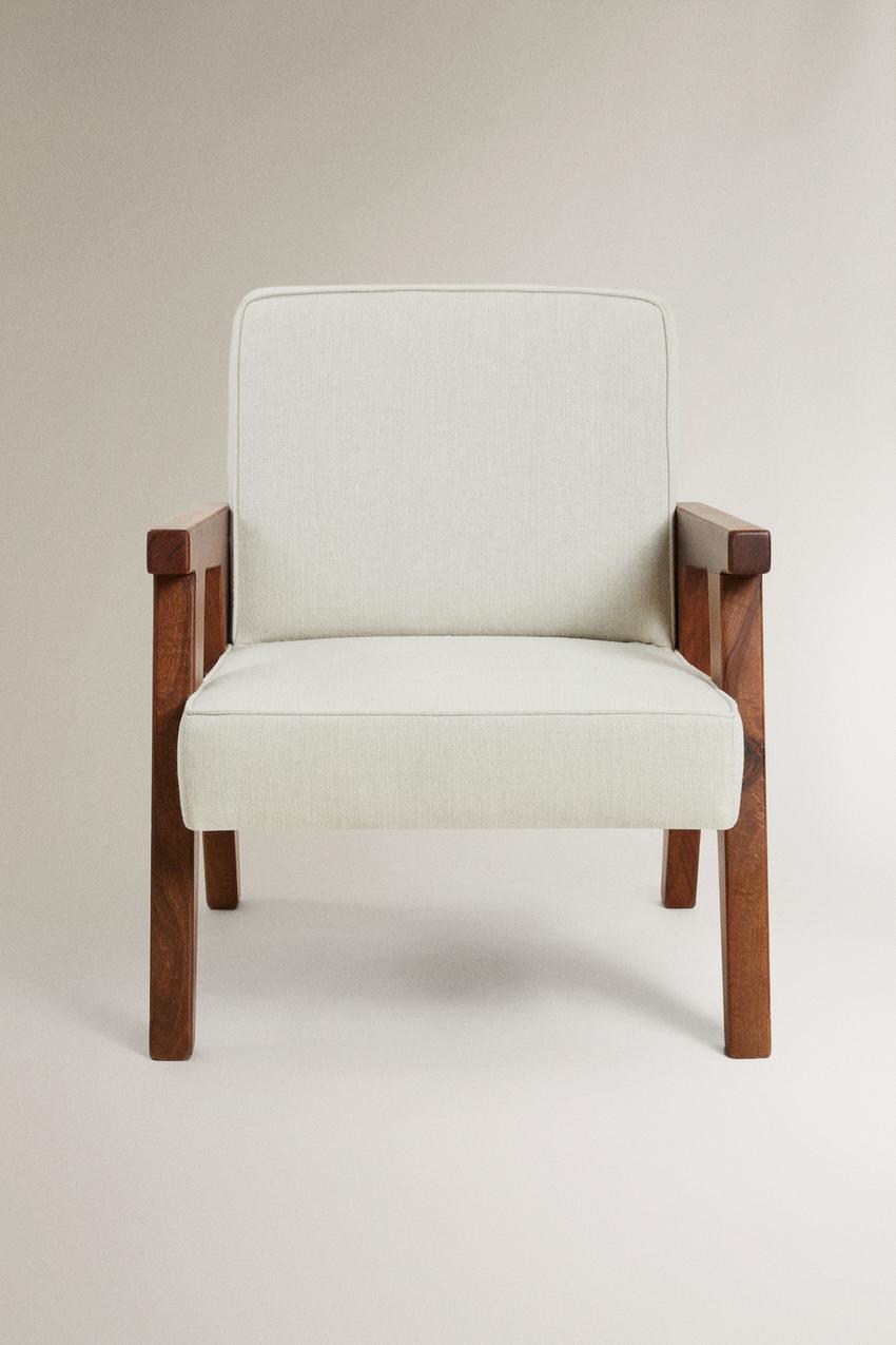 WALNUT UPHOLSTERED ACCENT CHAIR ZARA HOME BY BLASCO - Ecru | ZARA 