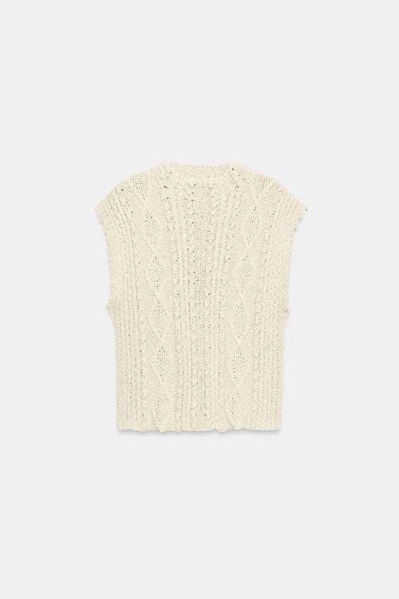 KNIT WAISTCOAT - Ecru by Zara - Image 0
