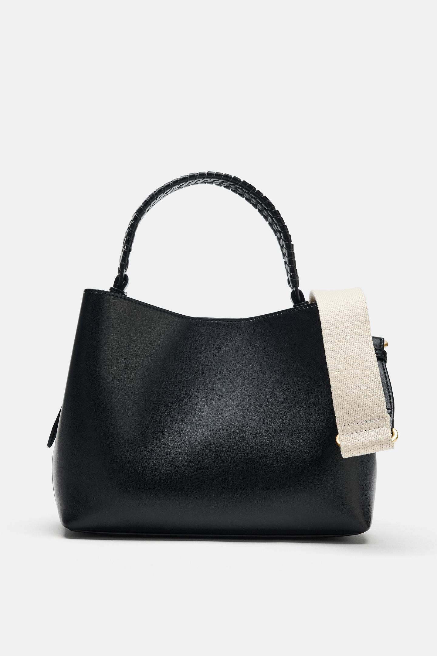 Женская сумка Zara Braided-Handle Handbag, цвет: Чёрный — фото 3