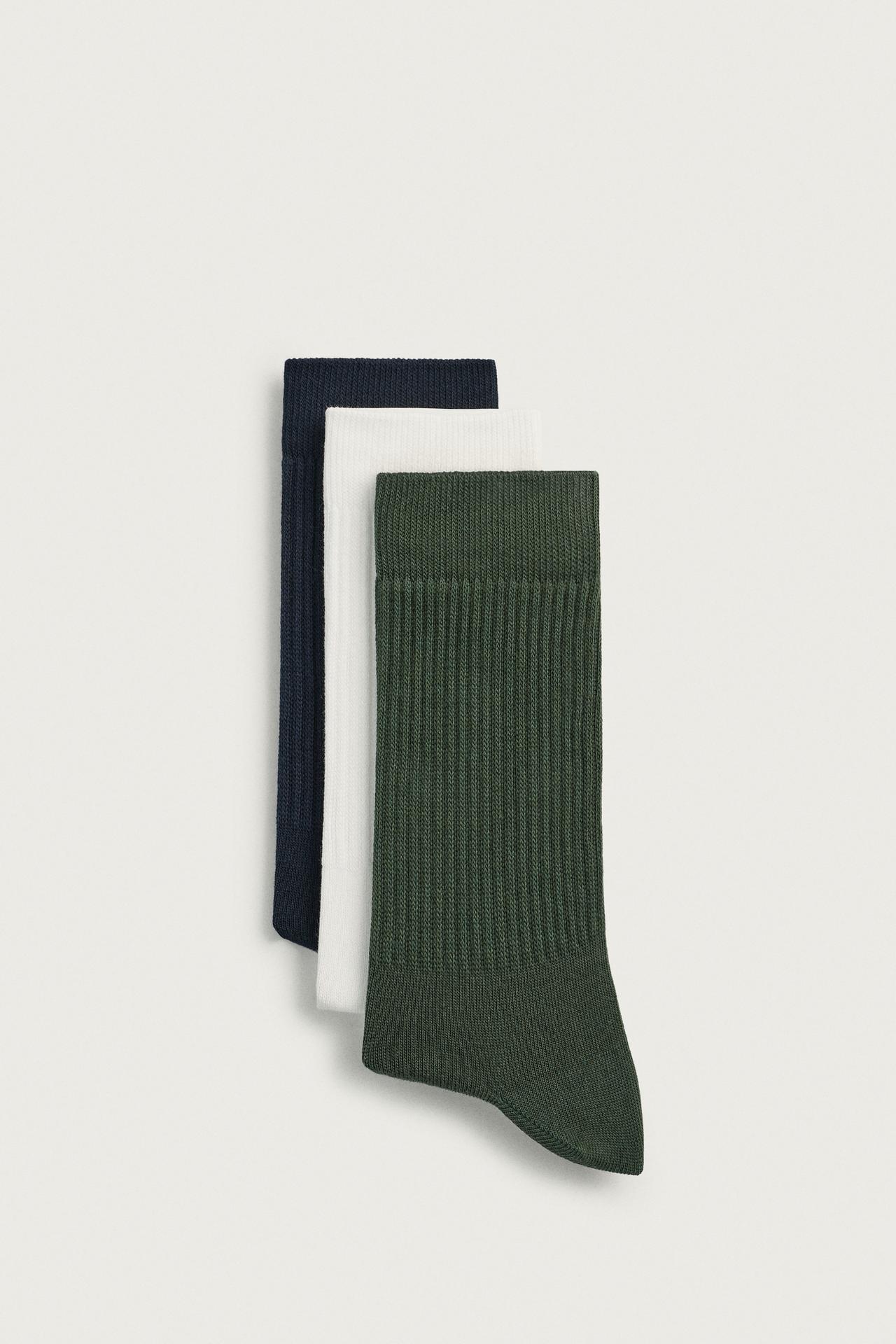 BASIC RIBBED SOCKS 3-PACK — various