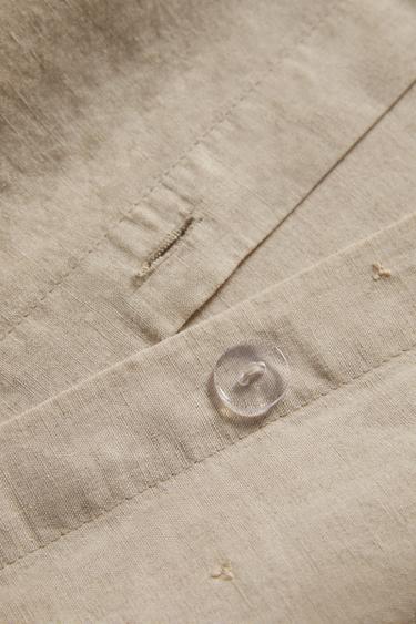 HOUSSE DE COUETTE ENFANT LIN BRODERIE FLEUR - Beige clair de Zara - Image 3