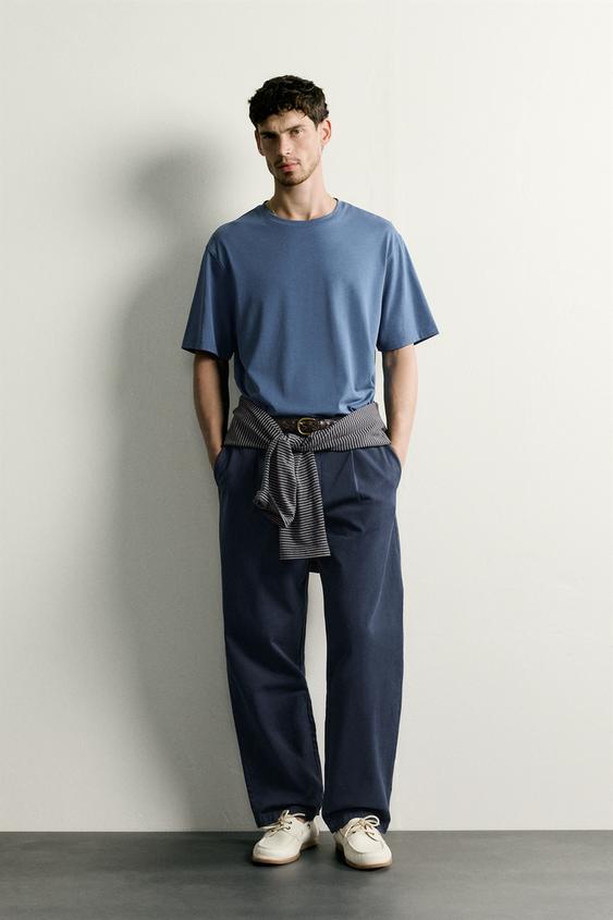 MEDIUM WEIGHT SHORT SLEEVE T-SHIRT - Mid-blue by Zara - Image 0