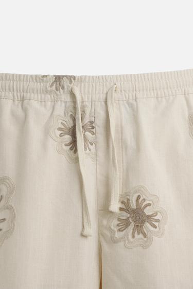 BERMUDA BRODÉ À FLEURS - Beige clair de Zara - Image 8