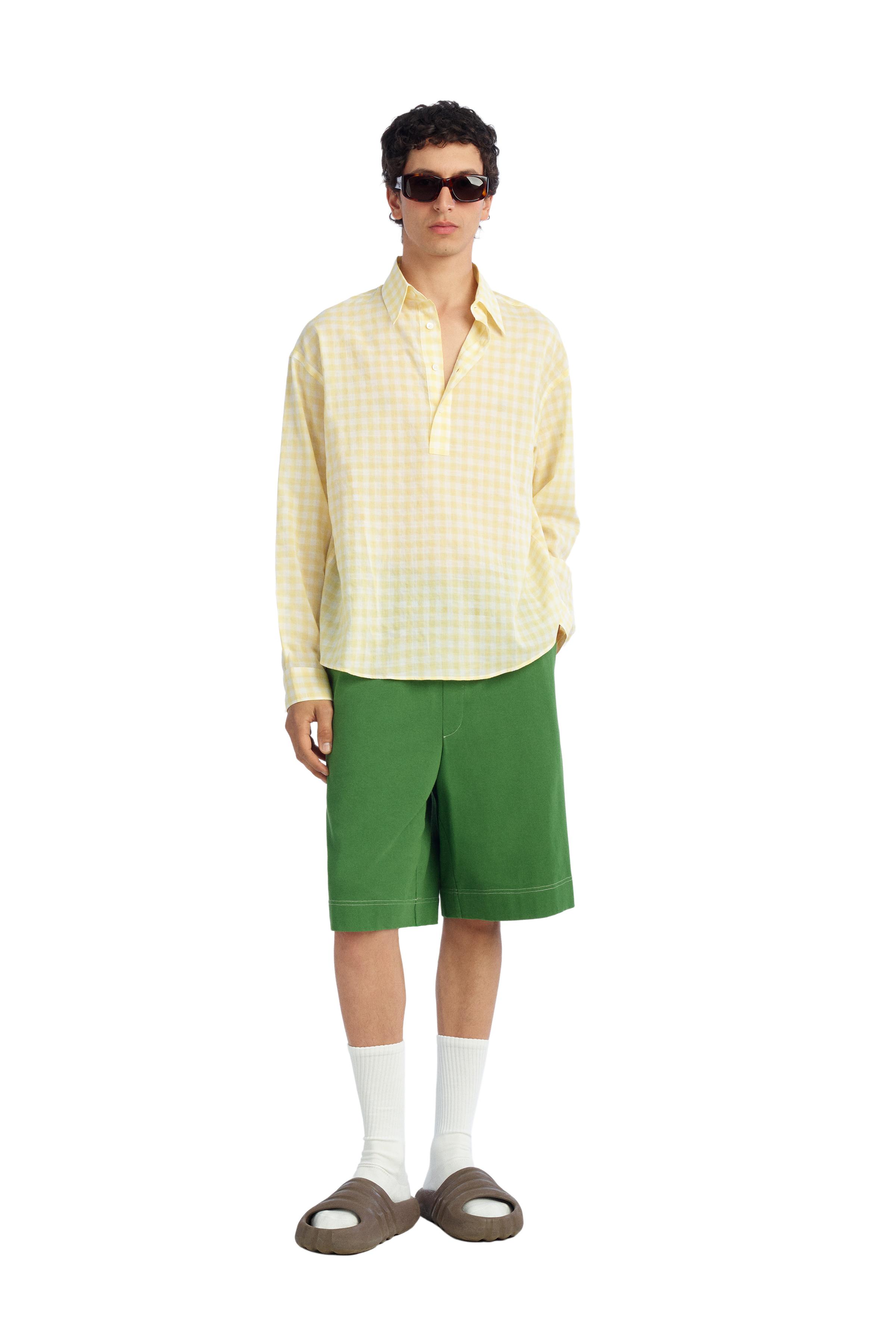 Мужские рубашки Zara PLAID JACQUARD POLO SHIRT