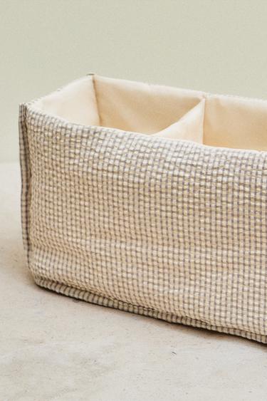 CHILDREN'S GINGHAM NAPPY CADDY - Grey by Zara