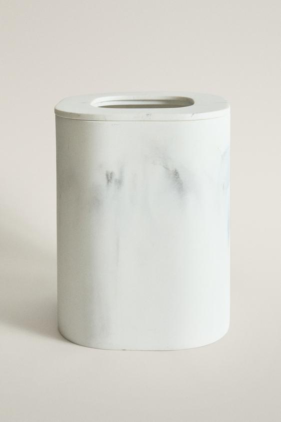 MARBLE-EFFECT BATHROOM BIN - Grey by Zara - Image 0