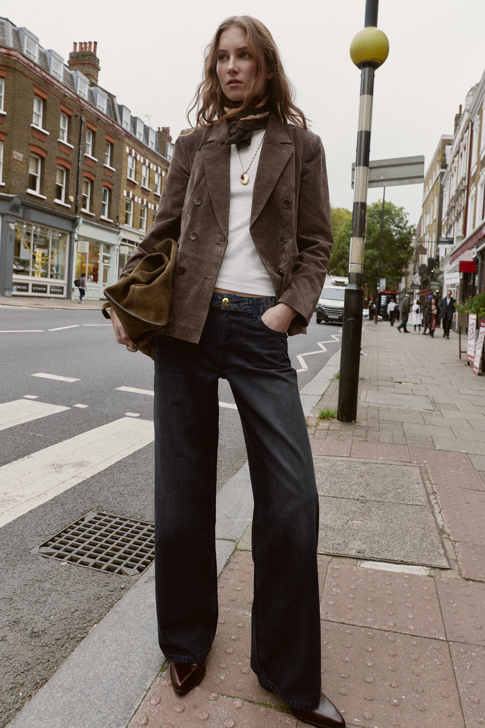 Z1975 ミッドライズジャカードウエストデニムパンツ - ブラック