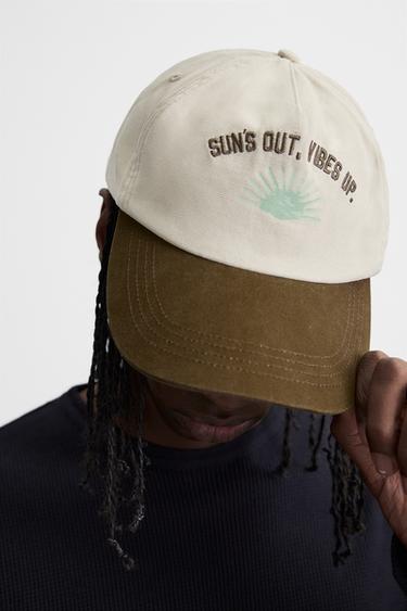 CASQUETTE BRODERIE COMBINÉE - Écru de Zara - Image 1