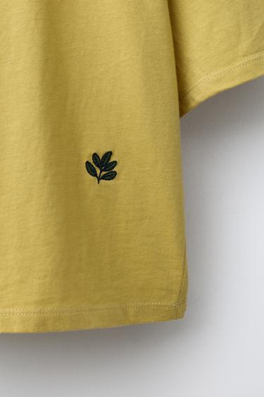 T-SHIRT WITH BIRD EMBROIDERY - Mustard by Zara - Image 3