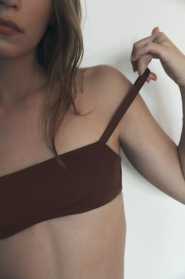 BRALETTE BANDEAU SATINADO - Granate de Zara