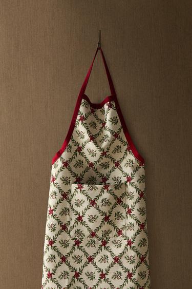 FLORAL CHRISTMAS APRON - Green by Zara - Image 4