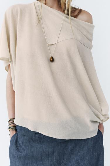 PLAIN KNIT LAYERED TOP - Sand by Zara