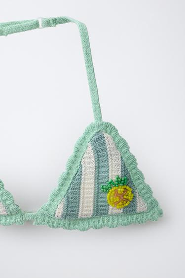 6-14 ANS / BIKINI EN CROCHET À FRUITS ET RAYURES - Vert de Zara - Image 2