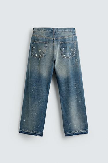 RELAXED FIT SPLATTER JEANS - Light blue by Zara - Image 1