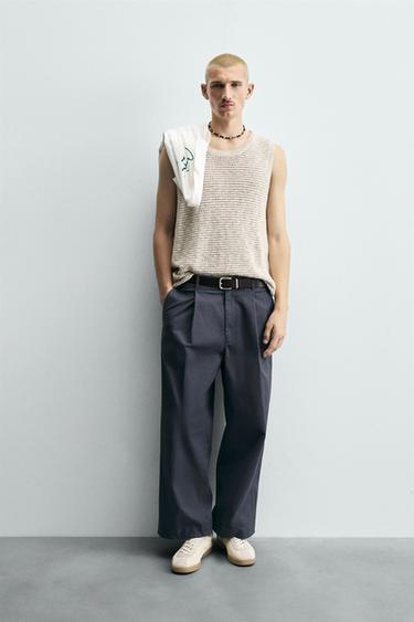 KNIT VEST WITH LINEN BLEND - Oyster-white by Zara - Image 0