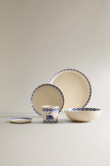 Zara PLAID CERAMIC DINNERWARE - Intense red - Image 0