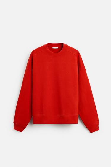 BOXY FIT CREW NECK SWEATSHIRT - Red by Zara