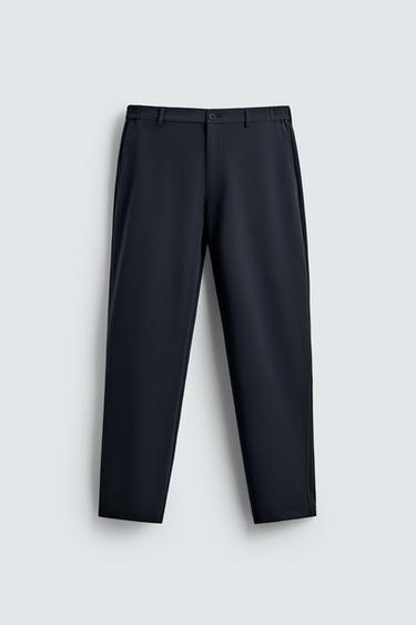 COMFORT TEXTURED TROUSERS - Navy blue by Zara