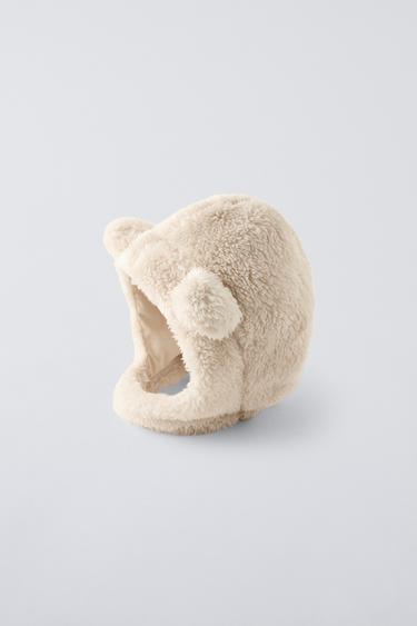 FAUX FUR HOOD WITH LITTLE EARS - Ecru by Zara - Image 1