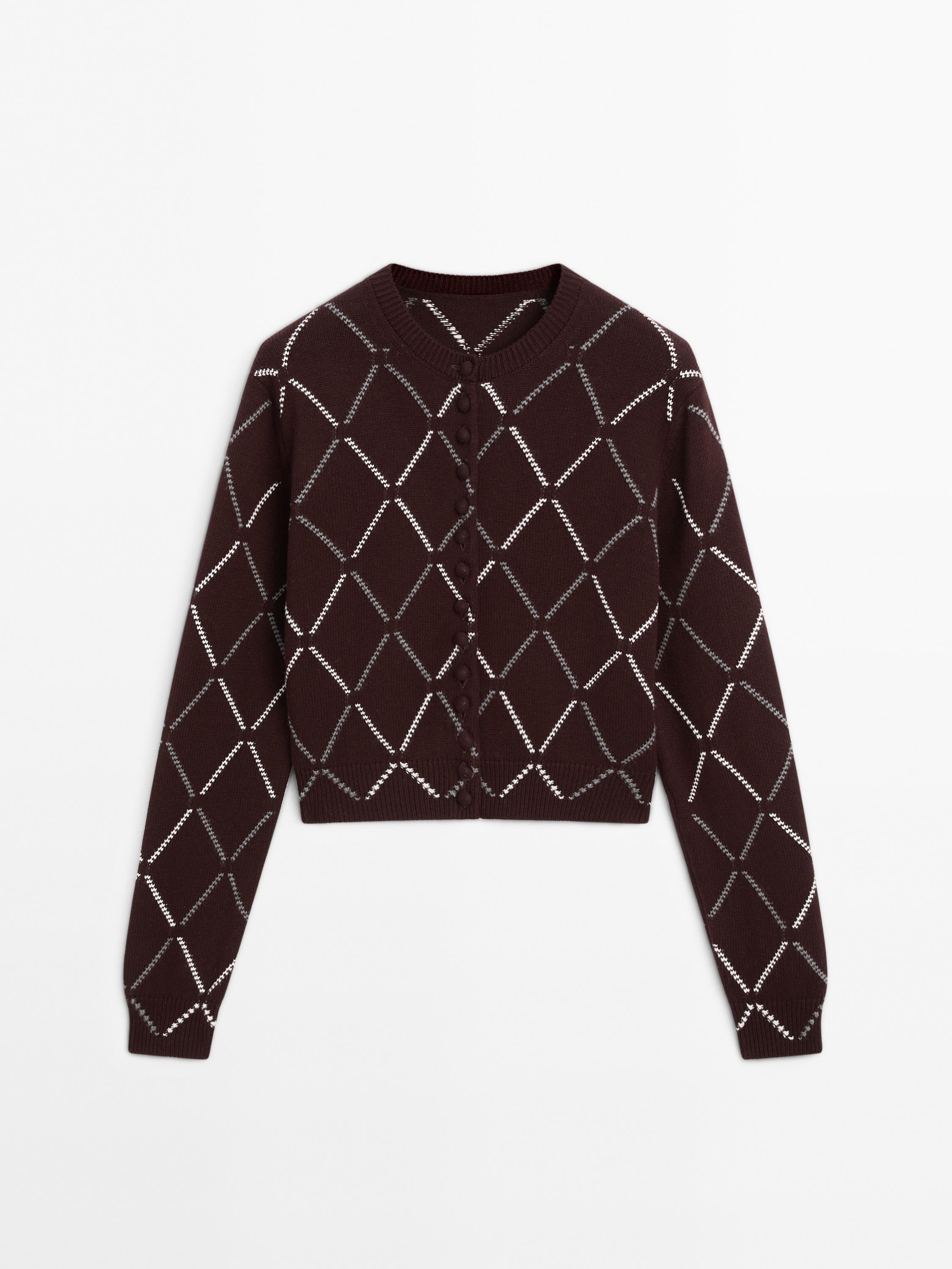 Wool blend argyle knit cardigan - various | ZARA United States