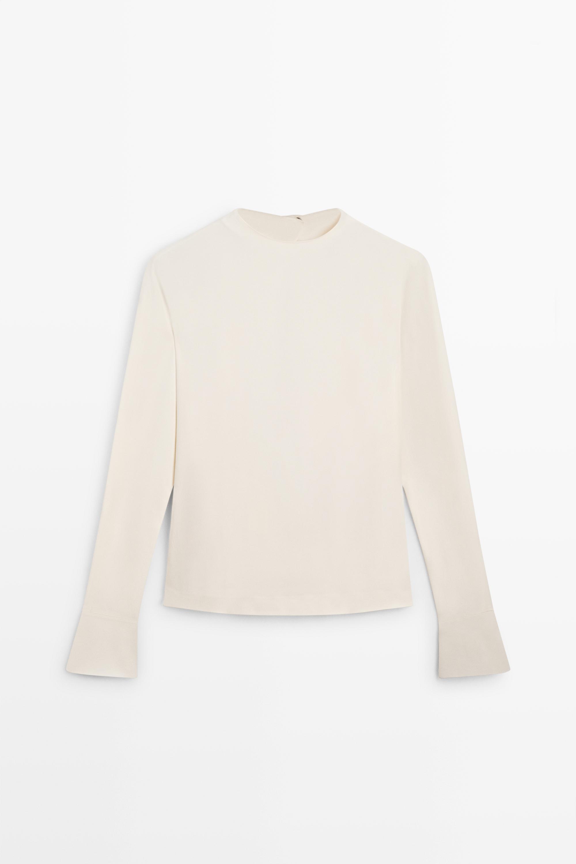 Long sleeve top with back detail — Ecru
