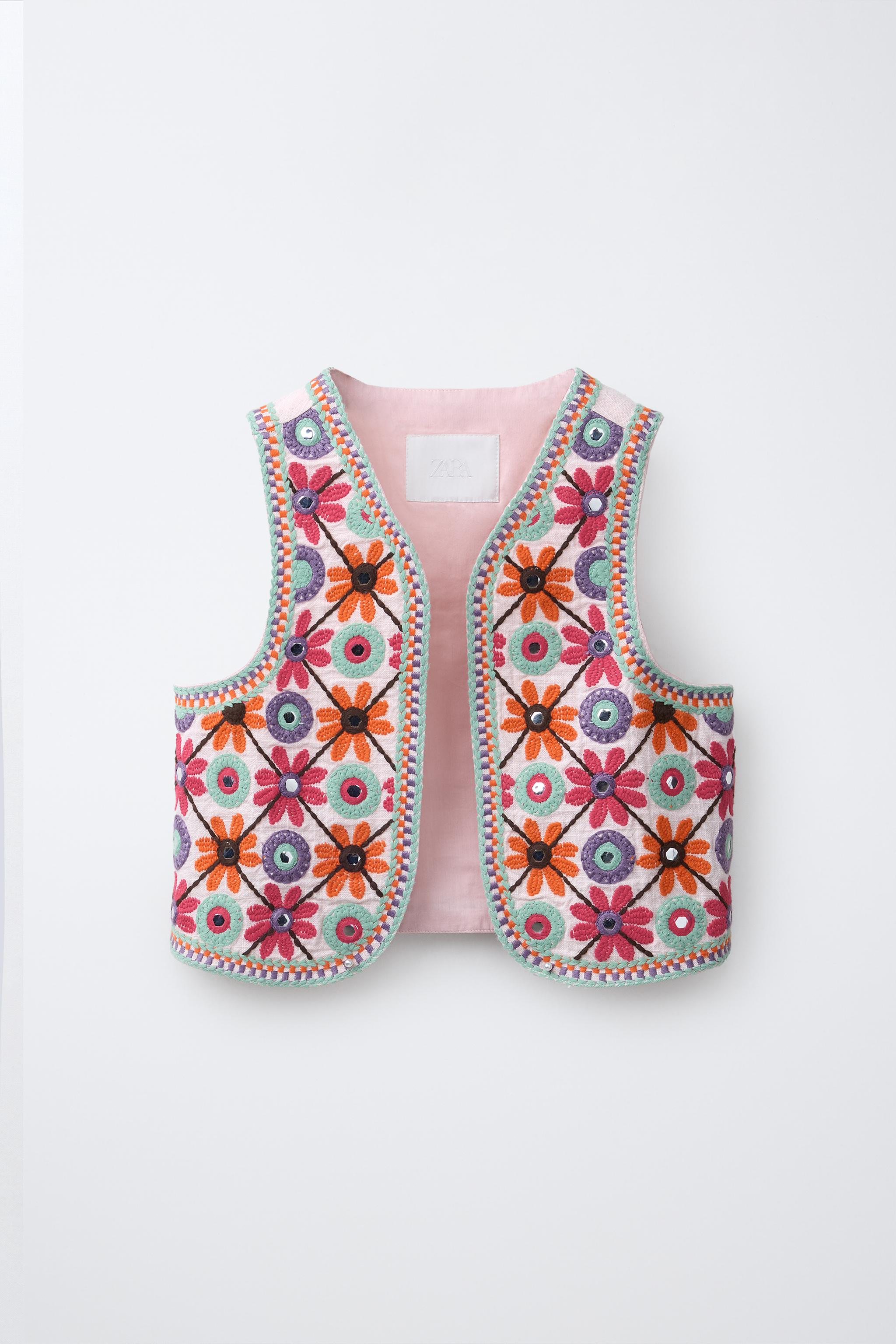 EMBROIDERED MIRROR VEST — Multicolored
