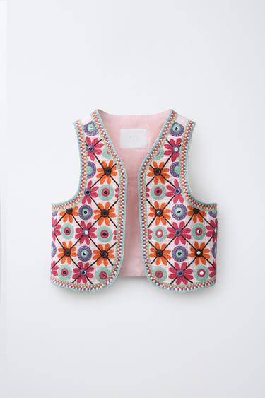 Zara EMBROIDERED MIRROR VEST - Multicolored