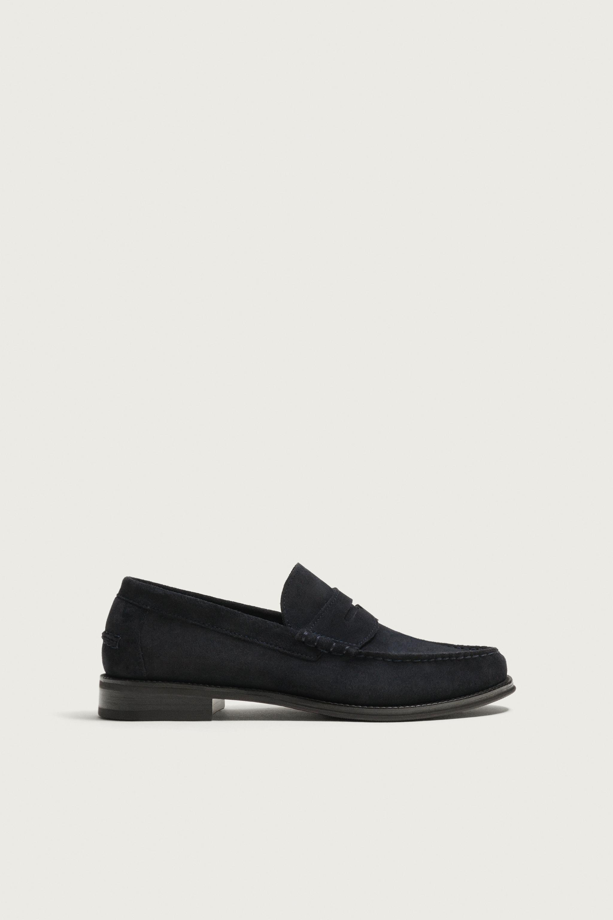 LEATHER PENNY LOAFERS — Blue