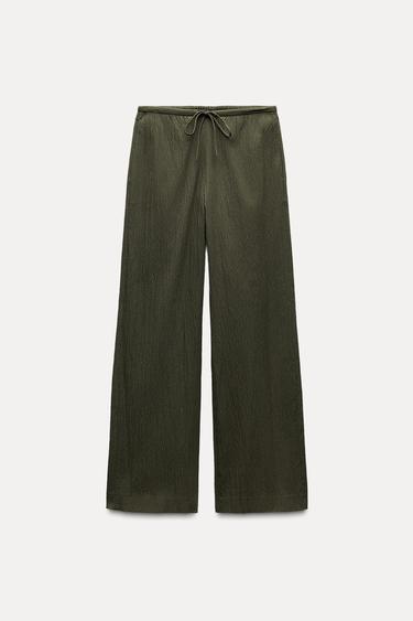 БРЮКИ В ПИЖАМНОМ СТИЛЕ — ZW COLLECTION — ХАКИ от Zara