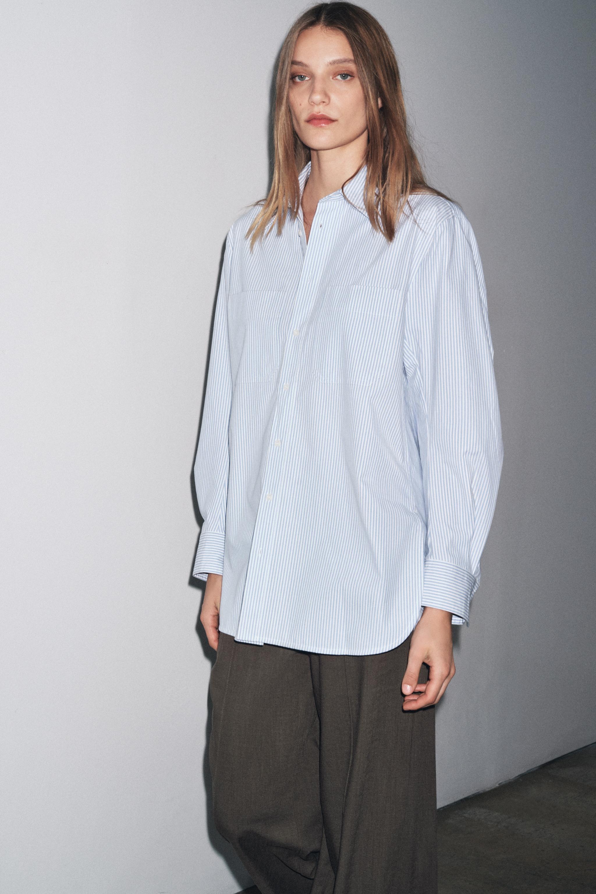 ZW COLLECTION ストライプ柄ポケットシャツ - ストライプ | ZARA