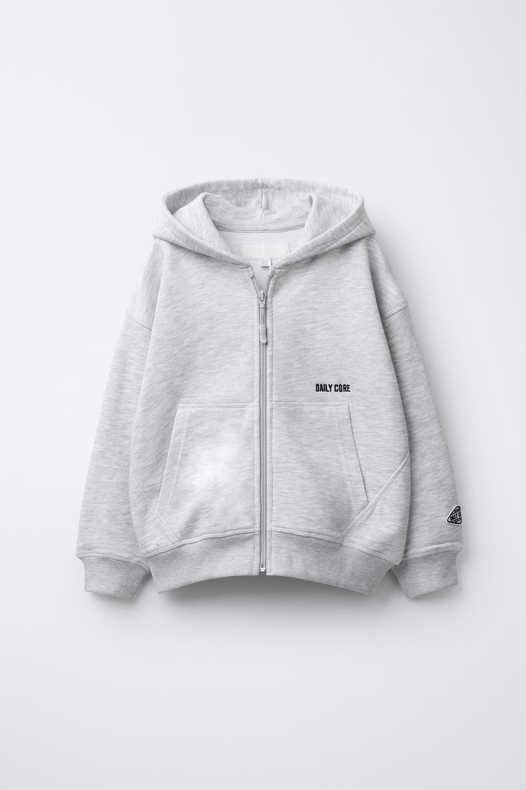 EMBROIDERED TEXT HOODED SWEATSHIRT