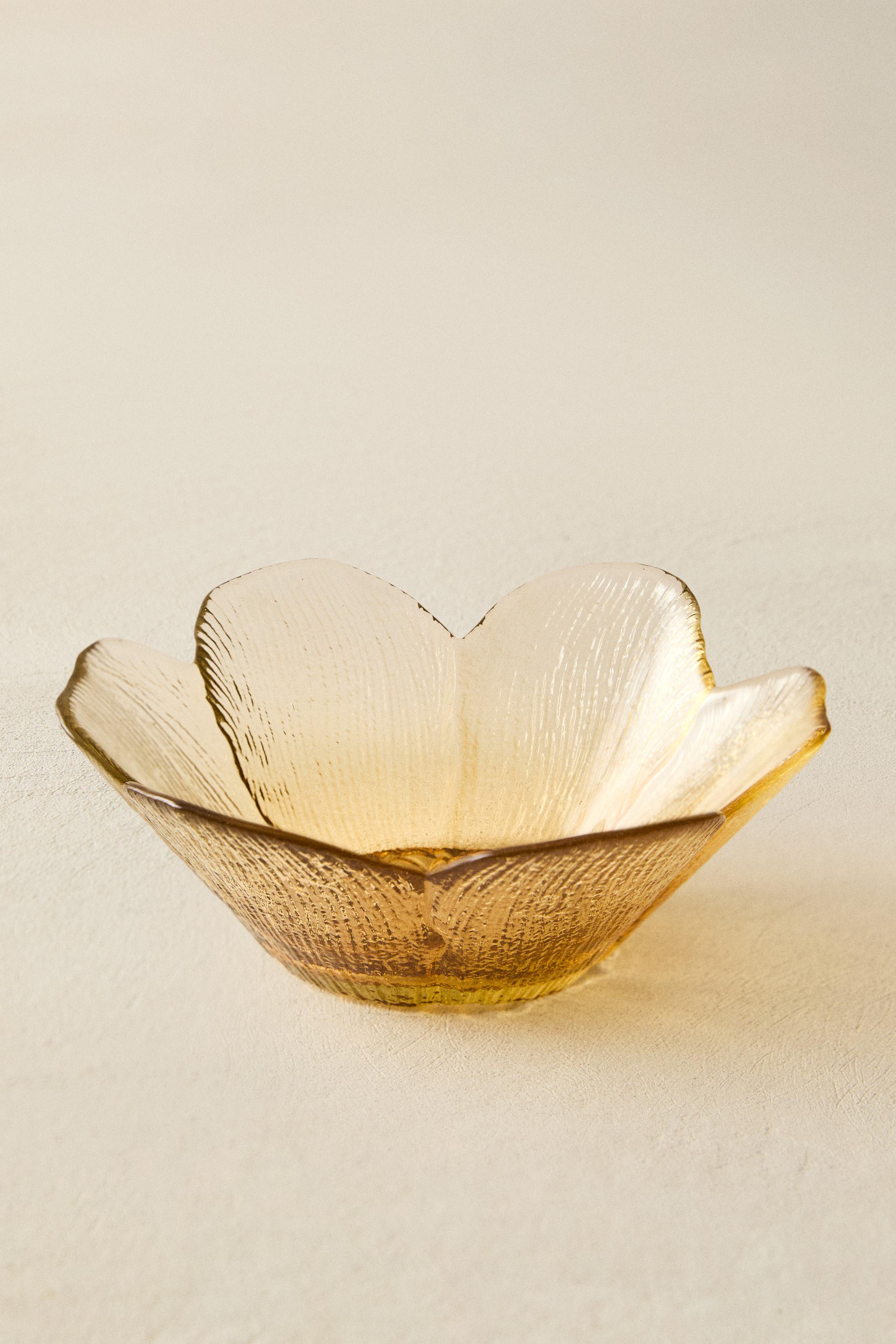 フラワーレリーフ ガラス ボウル - イエロー | ZARA Japan / 日本
