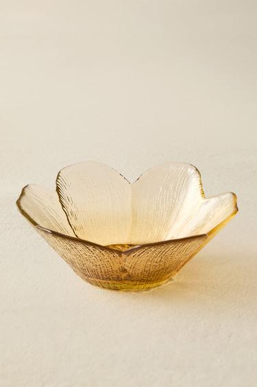 Zaras GLASSKÅL MED BLOMDESIGN I RELIEF - Gul