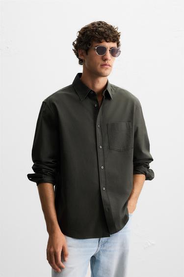 CAMISA ESTRUCTURA OXFORD - Khaki de Zara