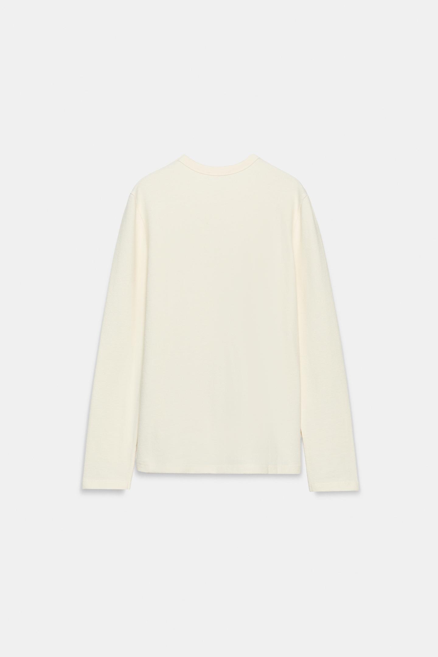 Женская футболка Zara Crew Neck, цвет: Экрю — фото 7