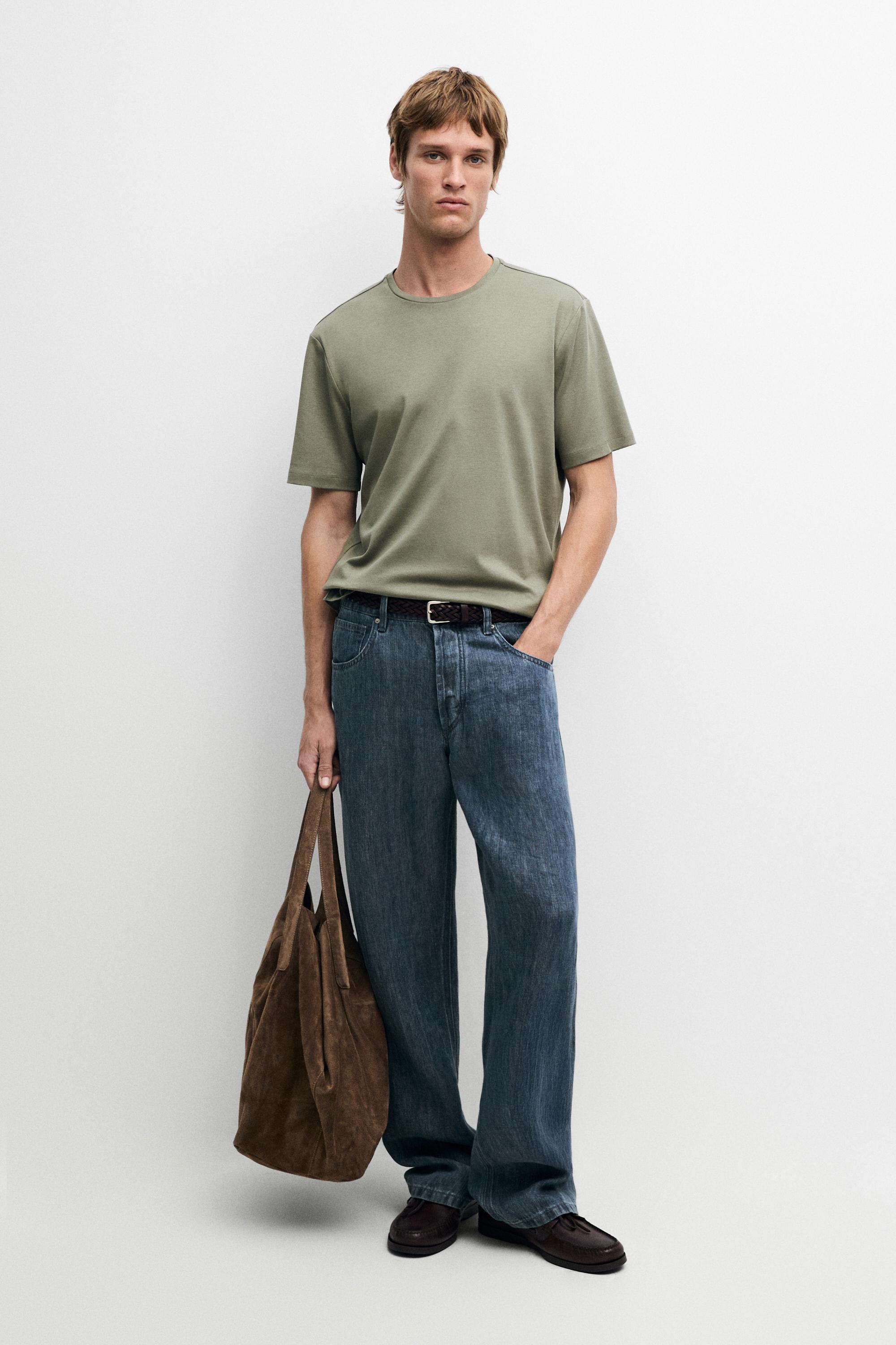 Cotton blend short sleeve T-shirt — Mint Green