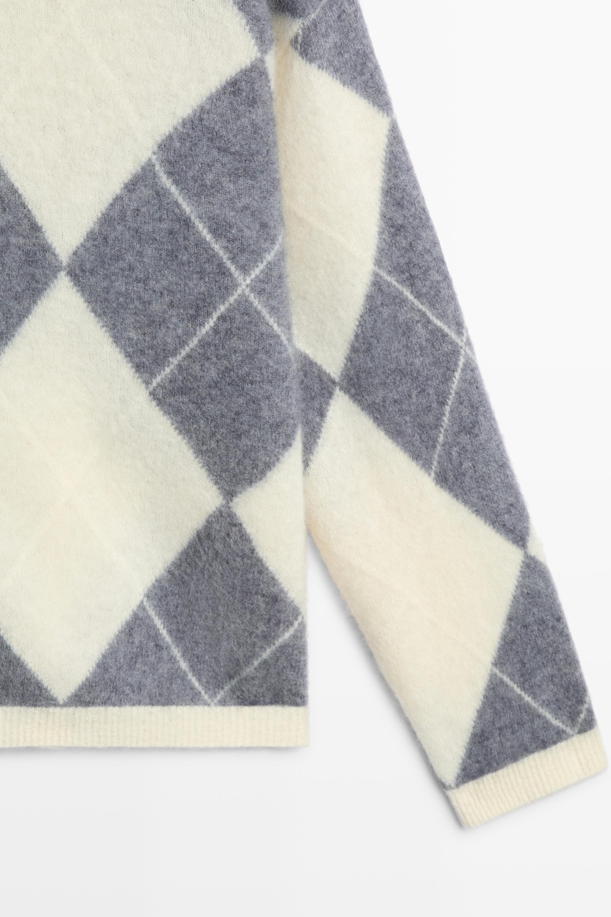 Pull en maille à losanges et mélange de laine