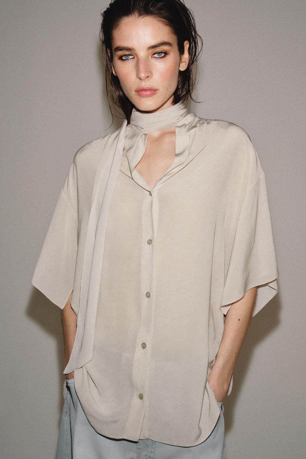 ZW COLLECTION FLOWY TIED SHIRT