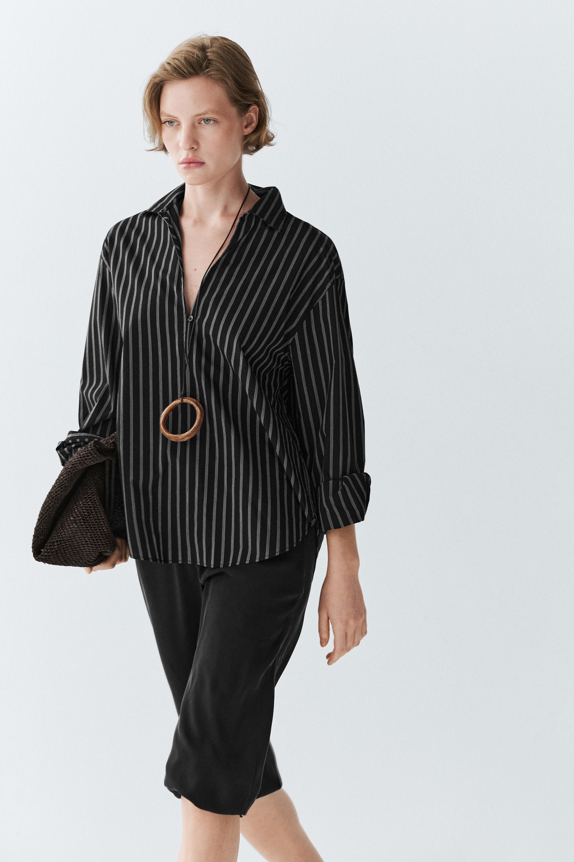 Striped cotton blend shirt