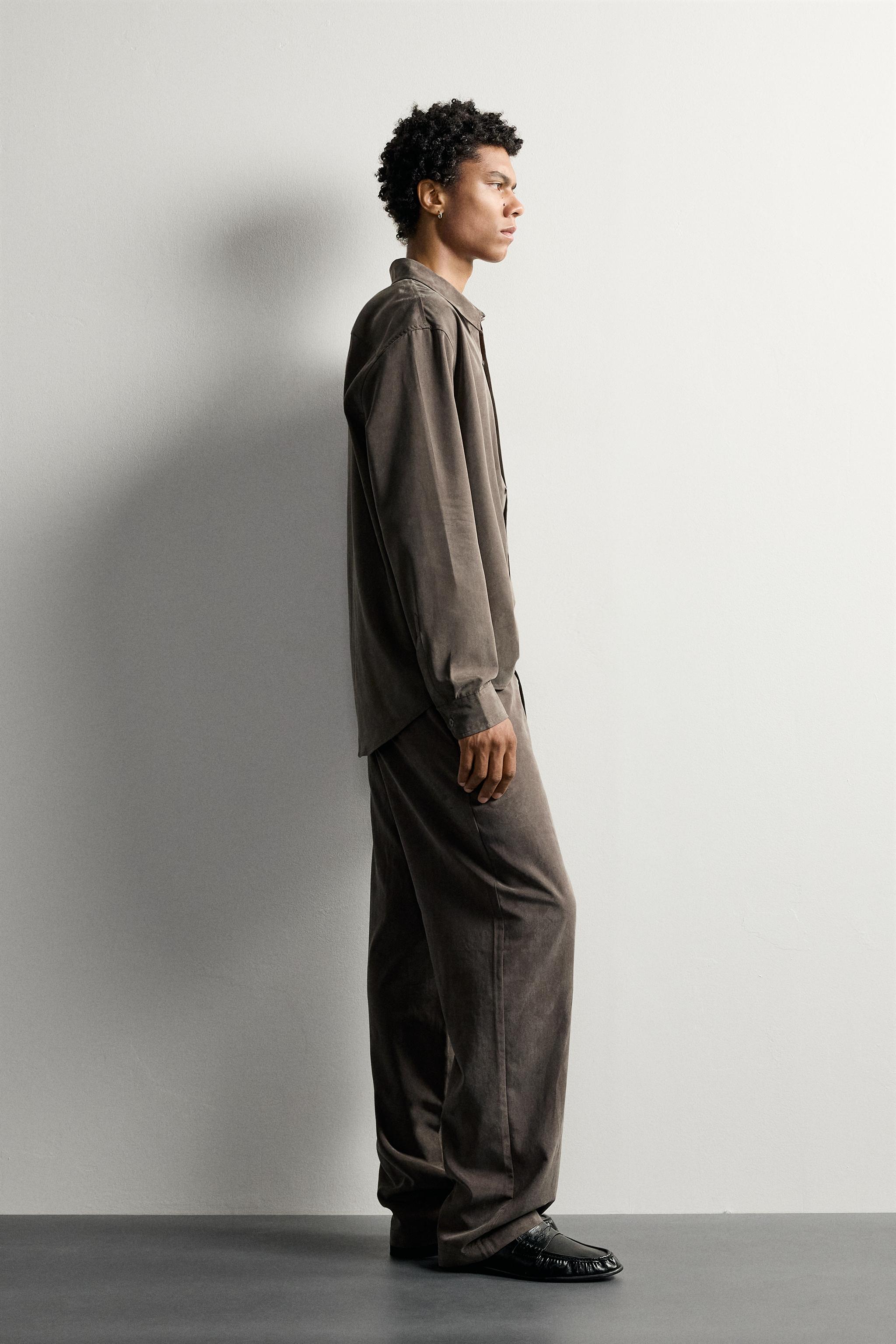 Zara DÖKÜMLÜ RELAXED FIT GÖMLEK görsel 4