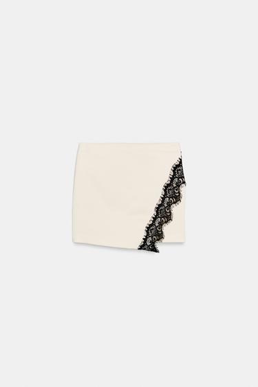 JUPE-PANTALON CROISÉE EN DENTELLE - Écru de Zara - Image 5