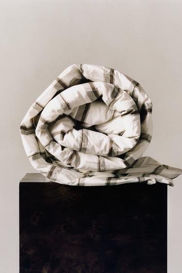 와이드 스트라이프 퍼케일 코튼 이불 커버(300수) - Zara 스크래치 화이트